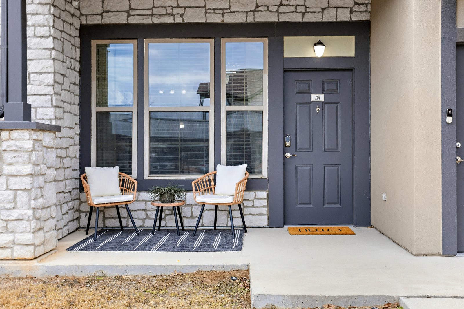 Furnished apartment front entry