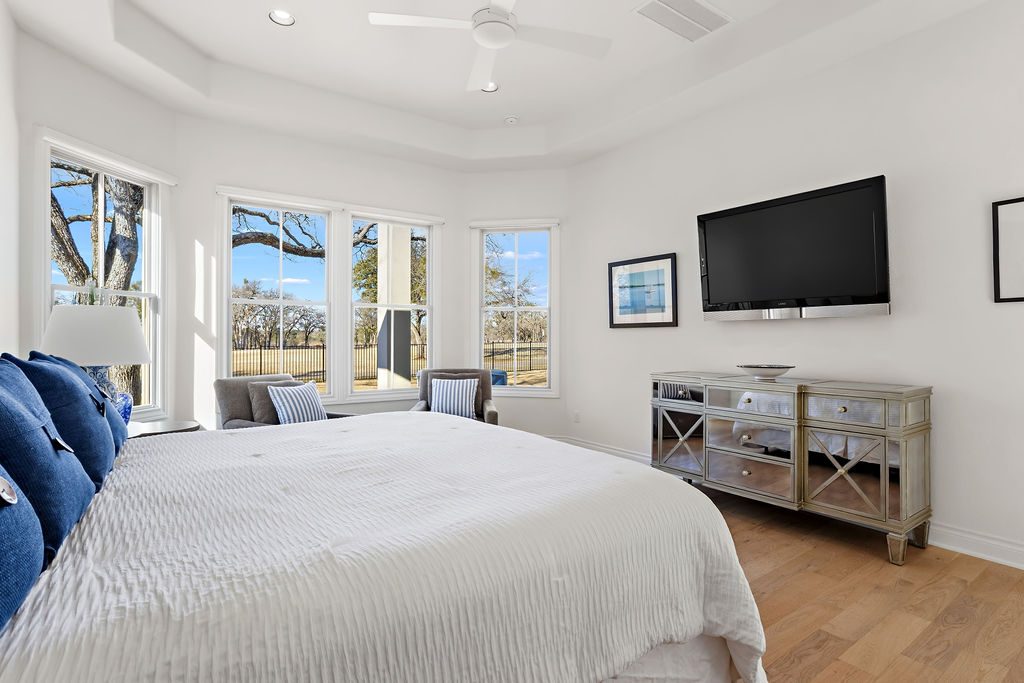 Bedroom — Hill Country custom home, Austin TX real estate photography