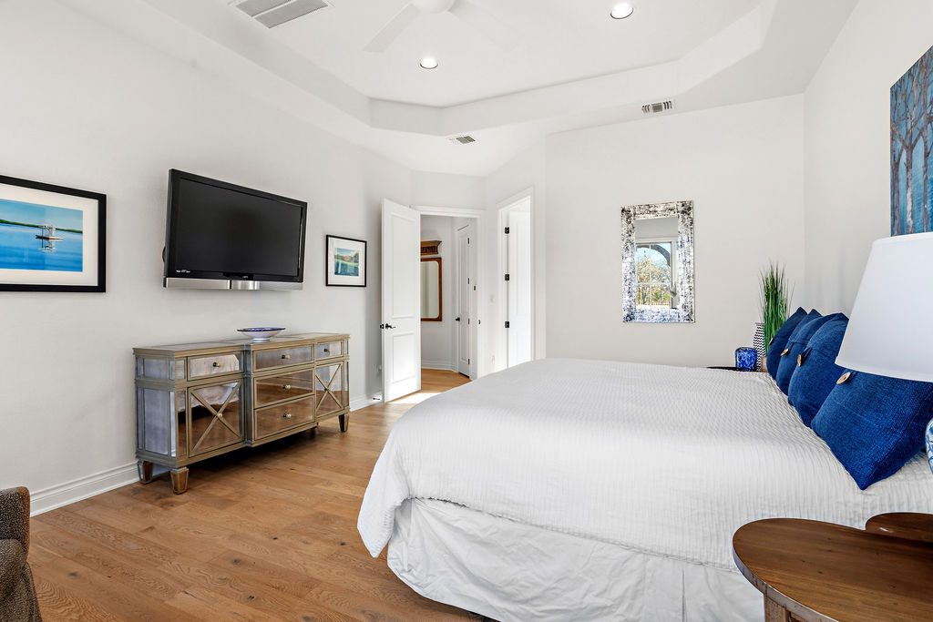 Bedroom — Hill Country custom home, Austin TX real estate photography