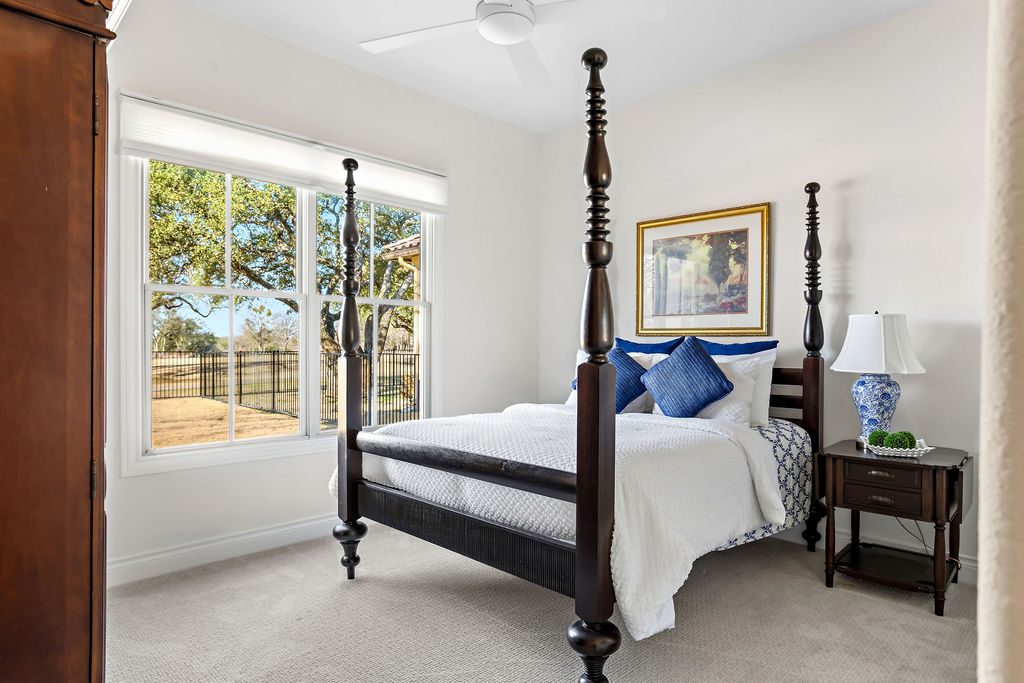 Bedroom — Hill Country custom home, Austin TX real estate photography