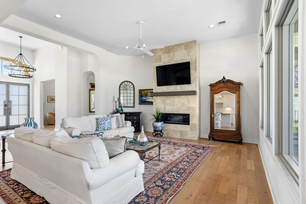 Living — Hill Country custom home, Austin TX real estate photography