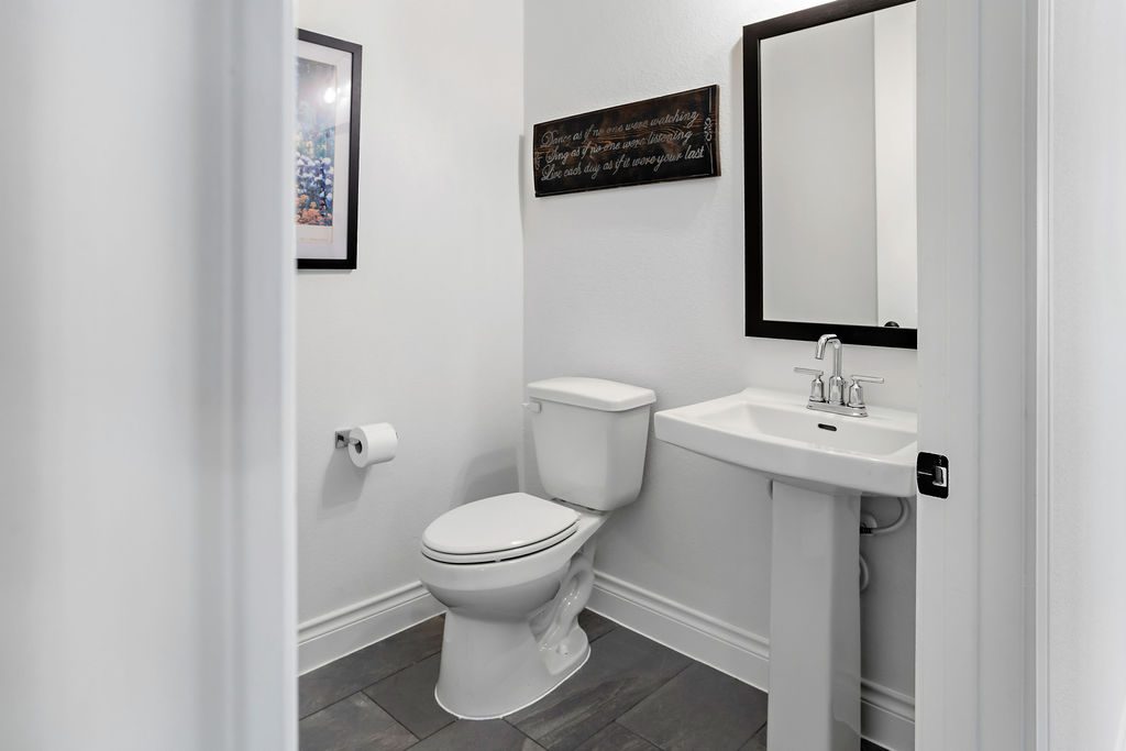 Powder Room — Hill Country custom home, Austin TX real estate photography